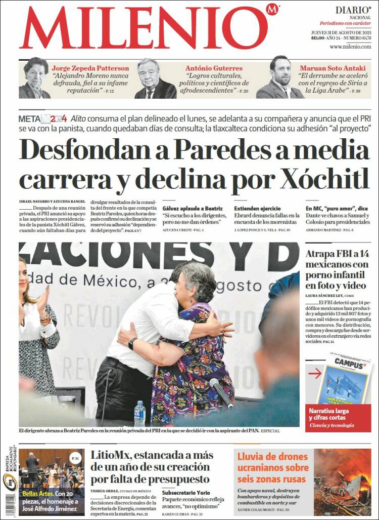 Portada de Milenio (M&eacute;xico)