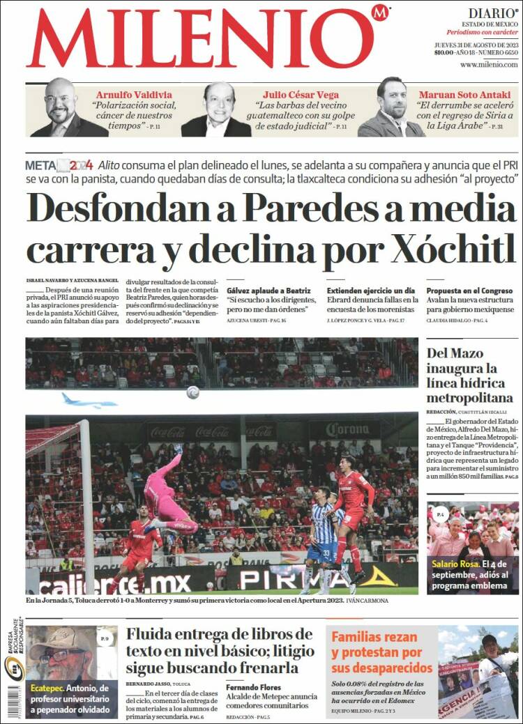 Portada de Milenio - Estado de México (M&eacute;xico)