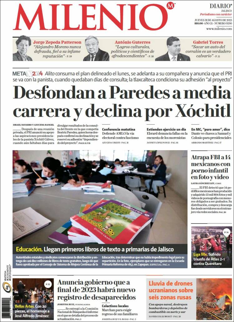 Portada de Milenio - Jalisco (M&eacute;xico)