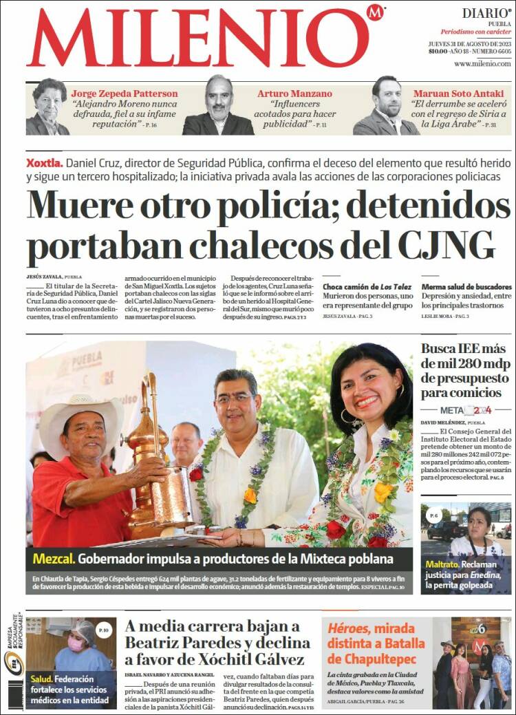 Portada de Milenio de Puebla (M&eacute;xico)