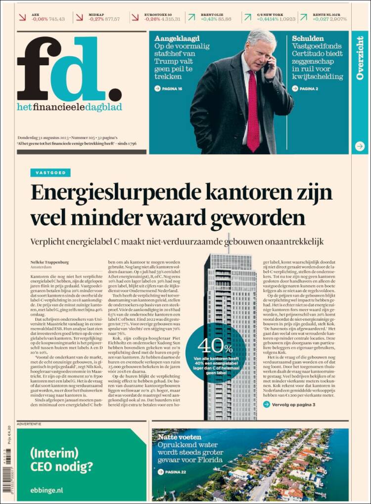 Portada de Het Financieele Dagblad (Pa&iacute;ses Bajos)