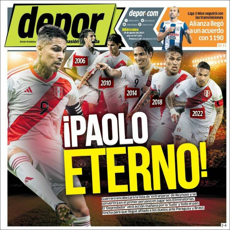 Portada de Depor (Per&uacute;)