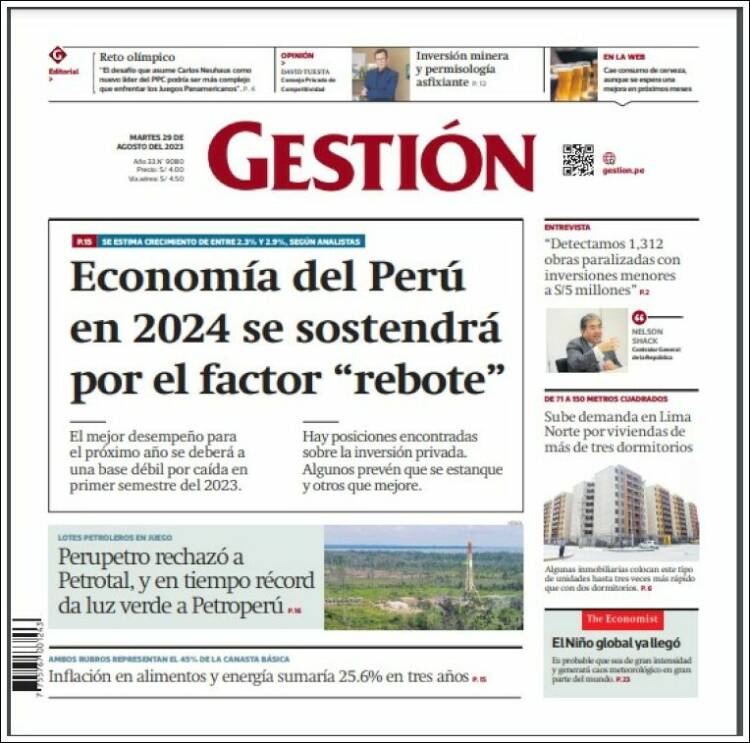 Portada de Diario Gestión (Per&uacute;)