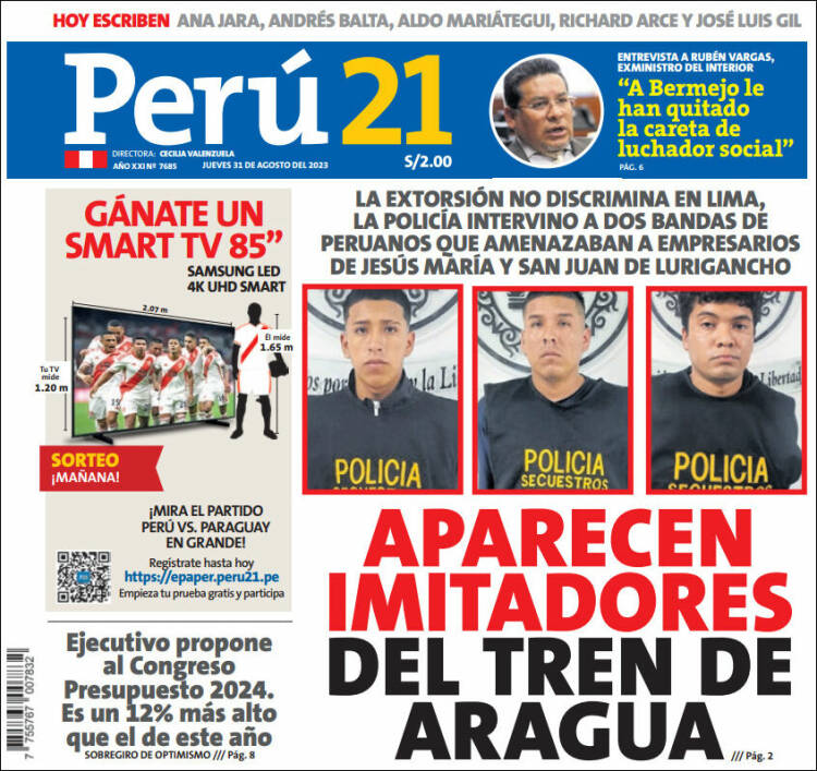 Portada de Perú 21 (Per&uacute;)