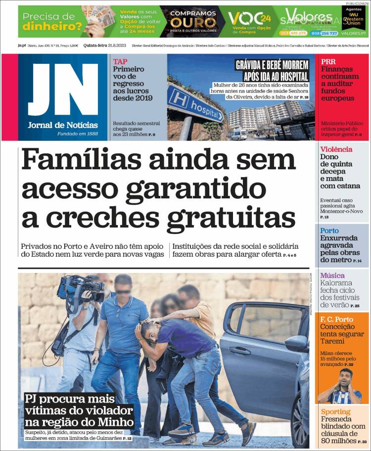 Portada de Jornal de Notícias (Portugal)