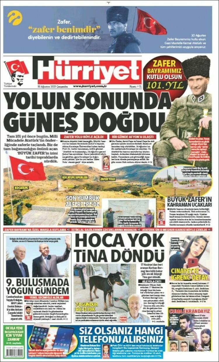 Portada de Hürriyet (Turqu&iacute;a)