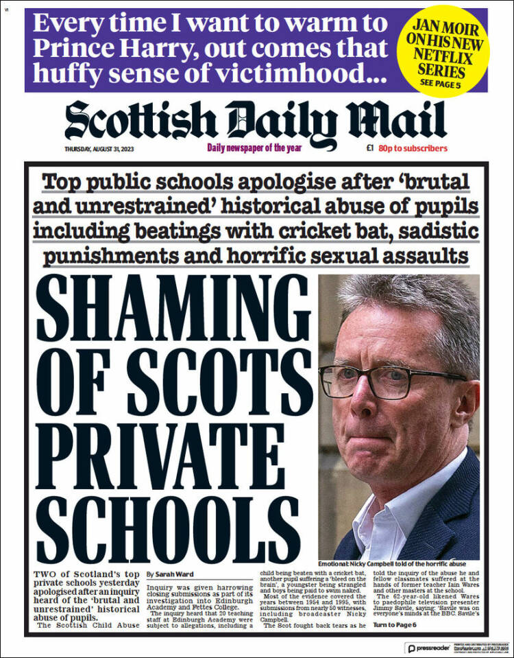 Portada de Scottish Daily Mail (Reino Unido)