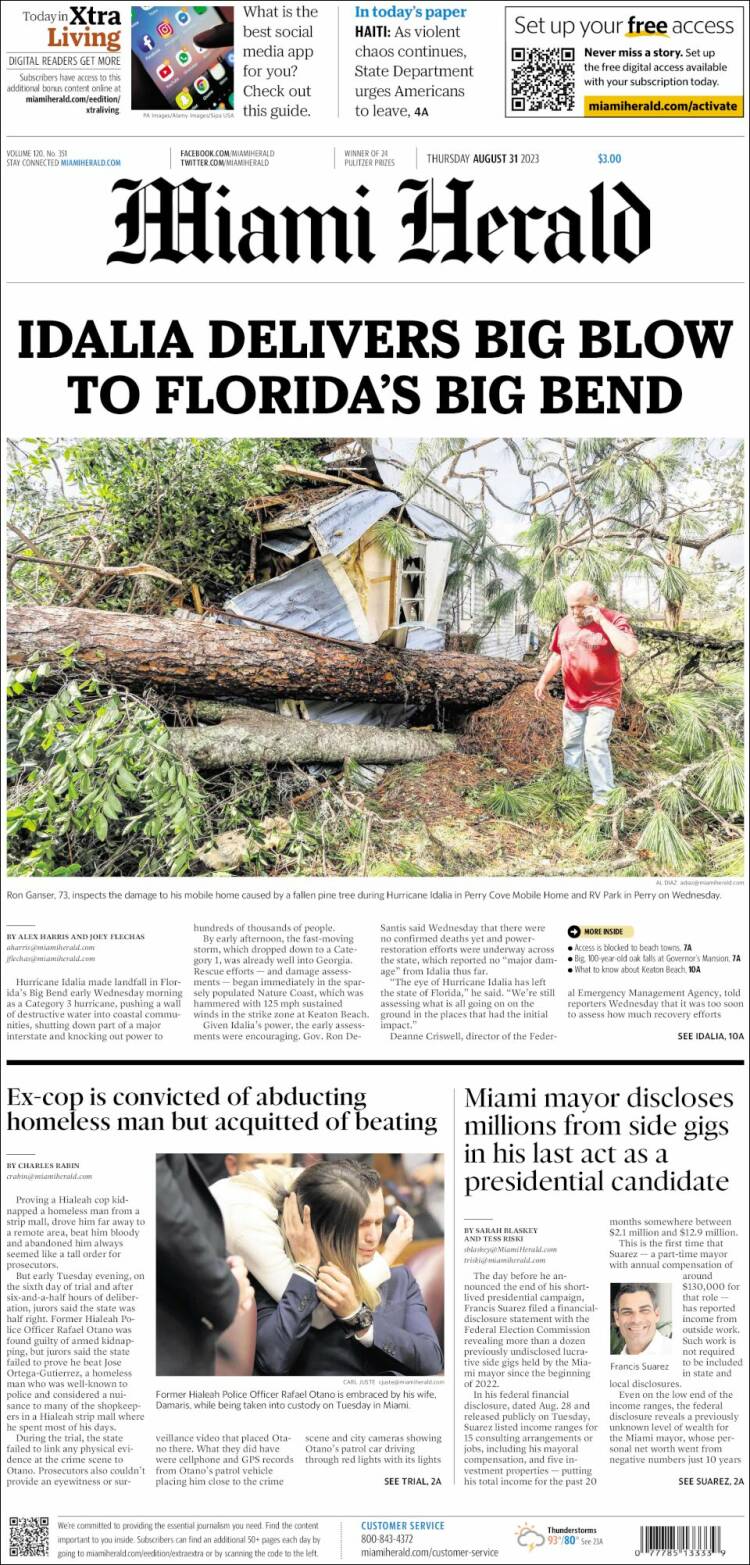 Portada de Miami Herald (USA)