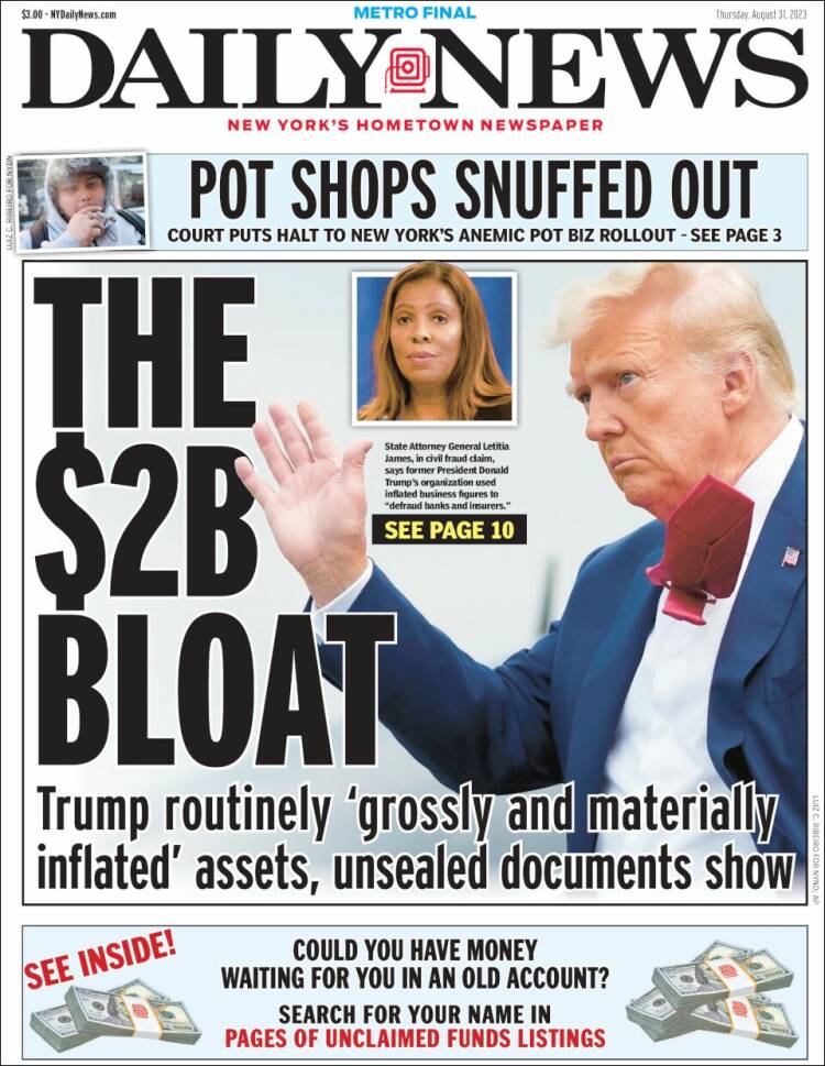 Portada de Daily News - New York (USA)