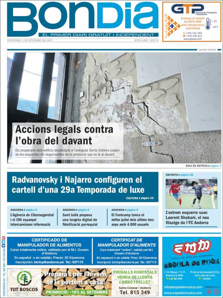 Portada de Diari Bondia (Andorra)