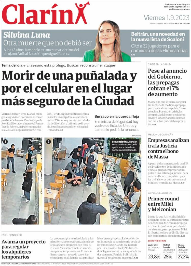 Portada de Clarín (Argentina)