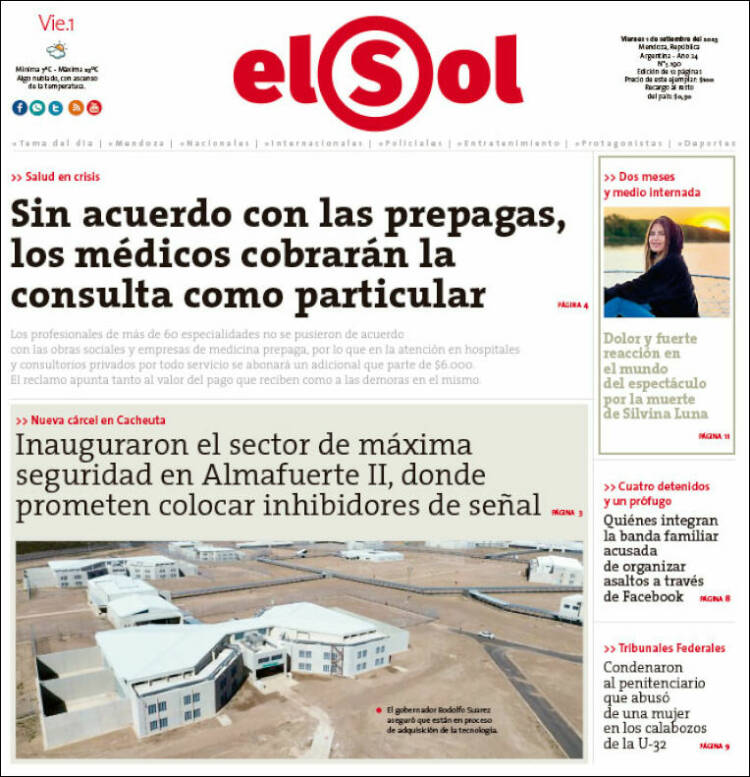 Portada de El Sol Diario (Argentina)