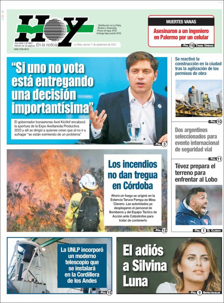 Portada de Diario Hoy (Argentina)