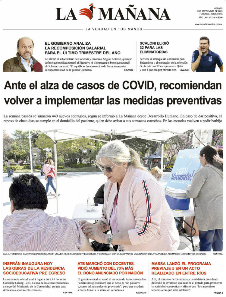 Portada de Diario La Mañana (Argentina)