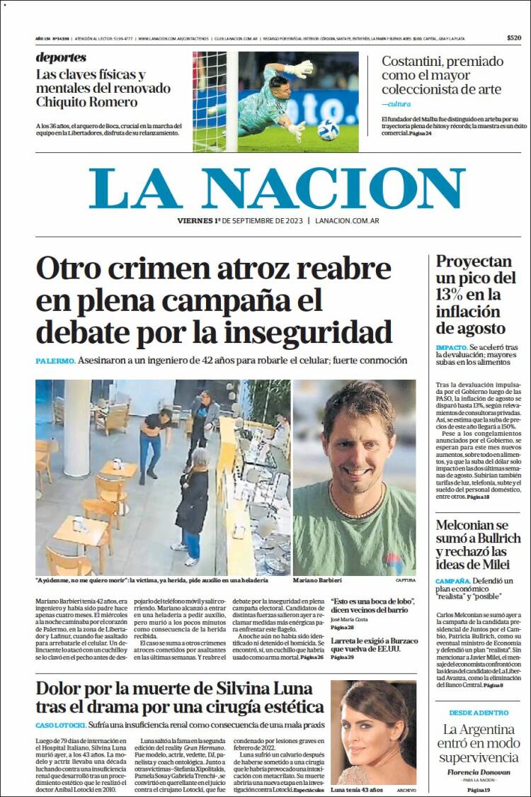 Portada de La Nación (Argentina)