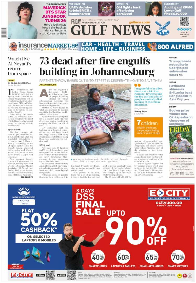 Portada de Gulf News (Asia-Pac&iacute;fico)