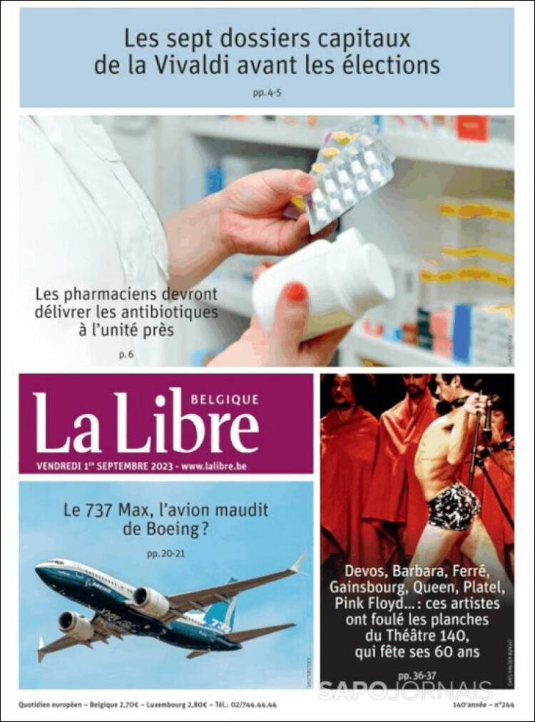 Portada de La Libre.be (B&eacute;lgica)