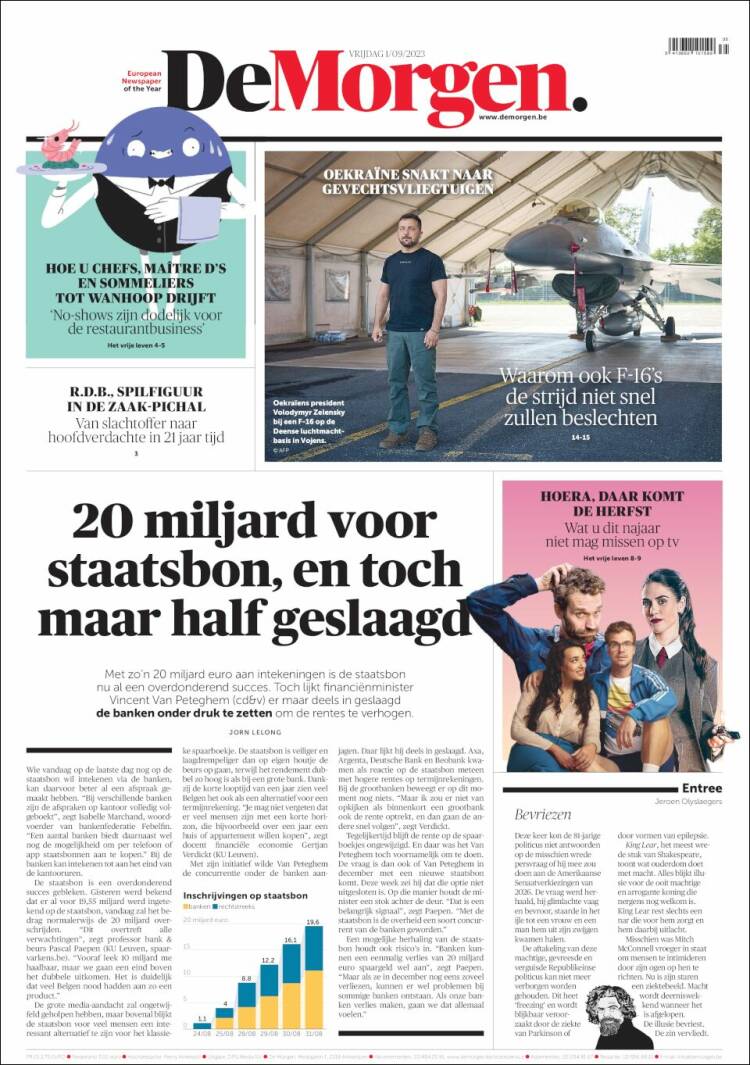 Portada de De Morgen (B&eacute;lgica)