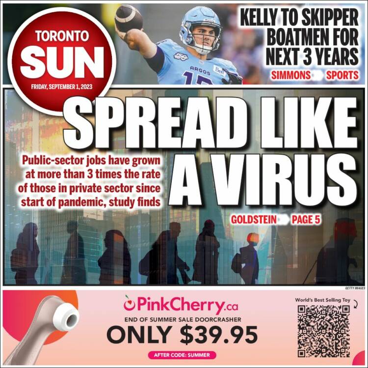 Portada de The Toronto Sun (Canad&aacute;)