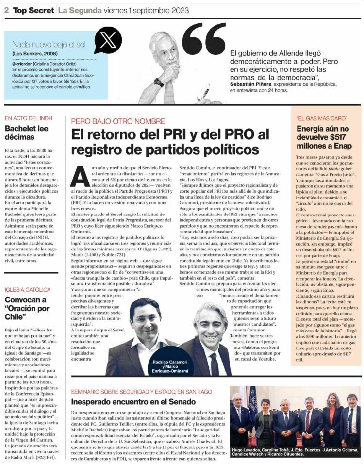 Portada de La Segunda (Chile)