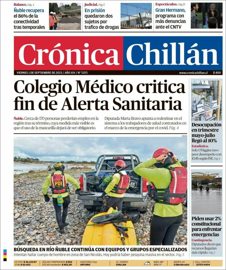 Portada de Crónica Chillán (Chile)