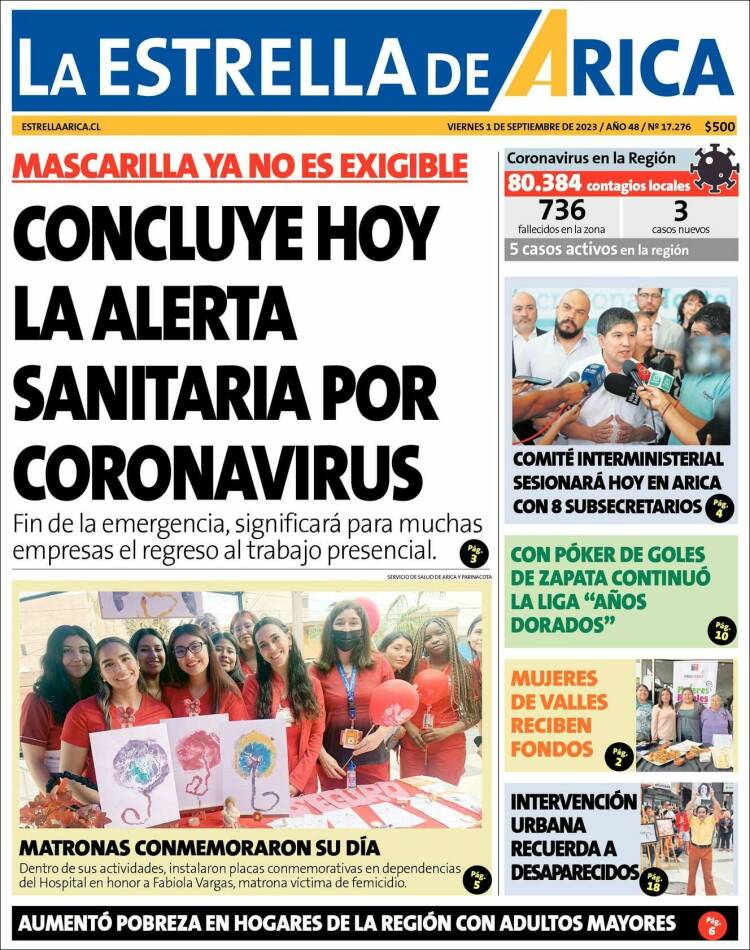 Portada de La Estrella de Arica (Chile)