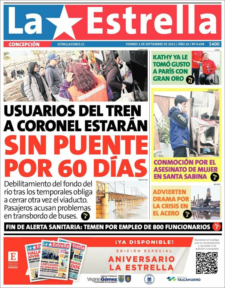 Portada de La Estrella de Concepción (Chile)