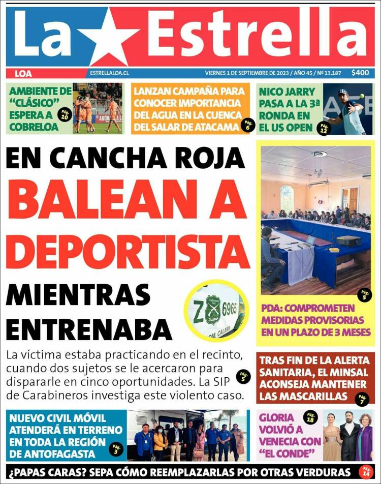 Portada de La Estrella de Loa (Chile)