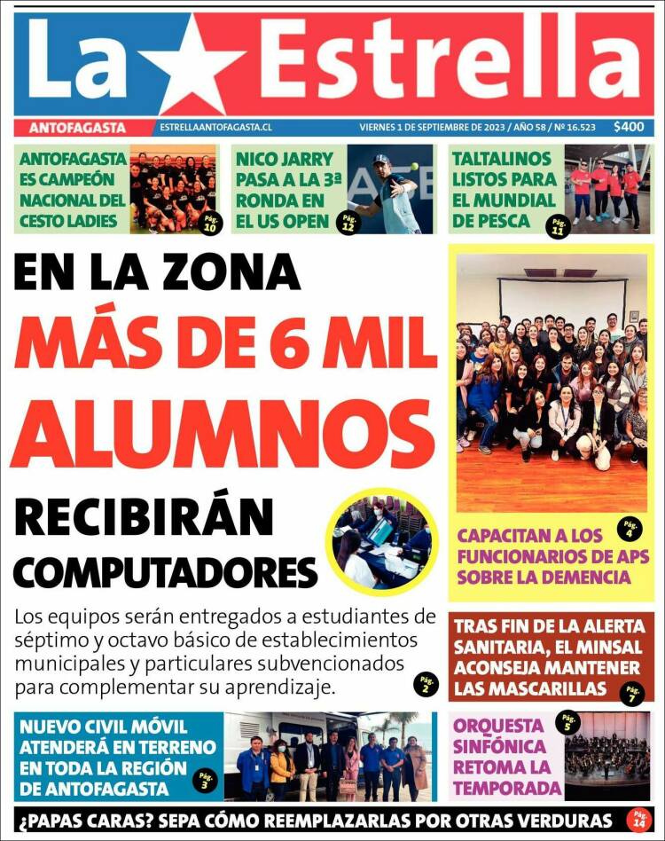 Portada de La Estrella del Norte (Chile)