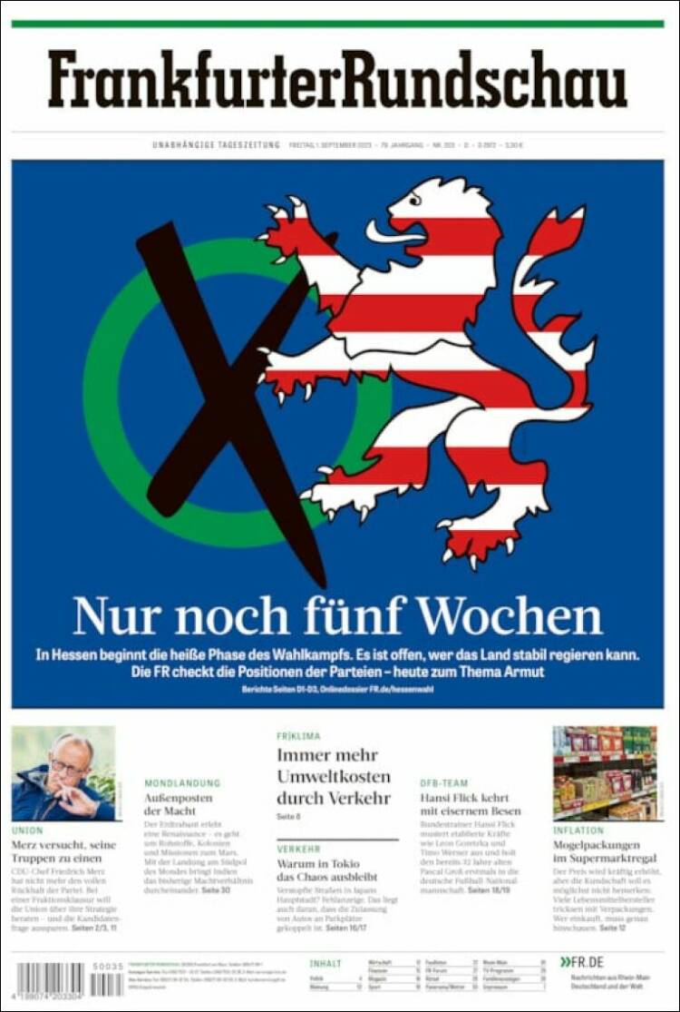Portada de Frankfurter Rundschau (Alemania)