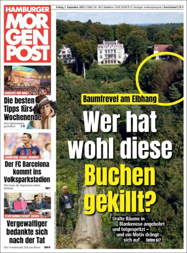 Portada de Hamburger Morgenpost  (Alemania)