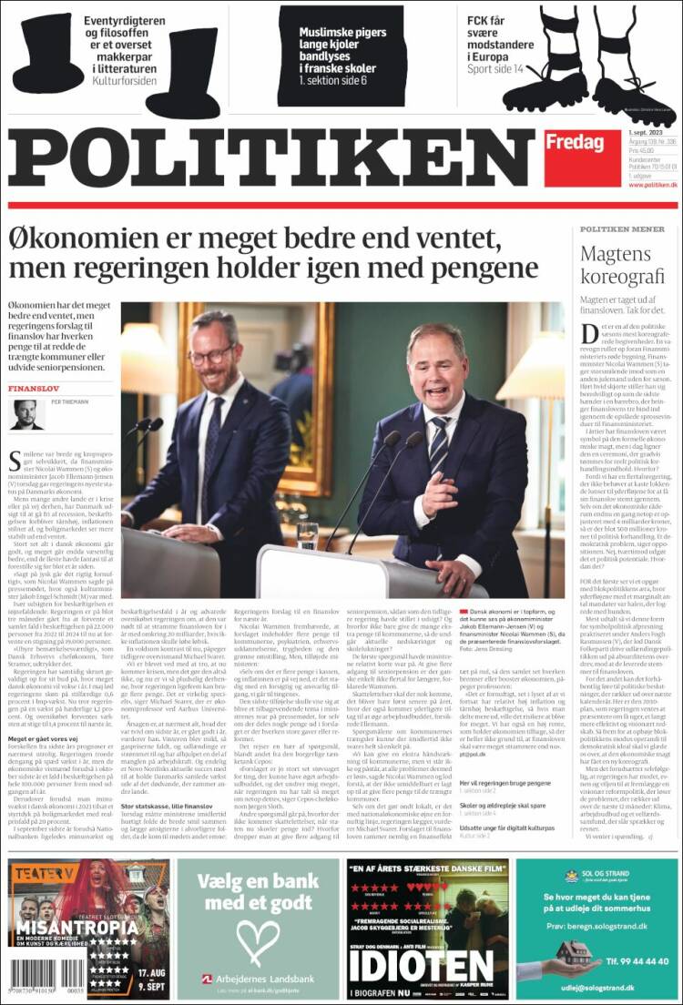 Portada de Politiken (Dinamarca)