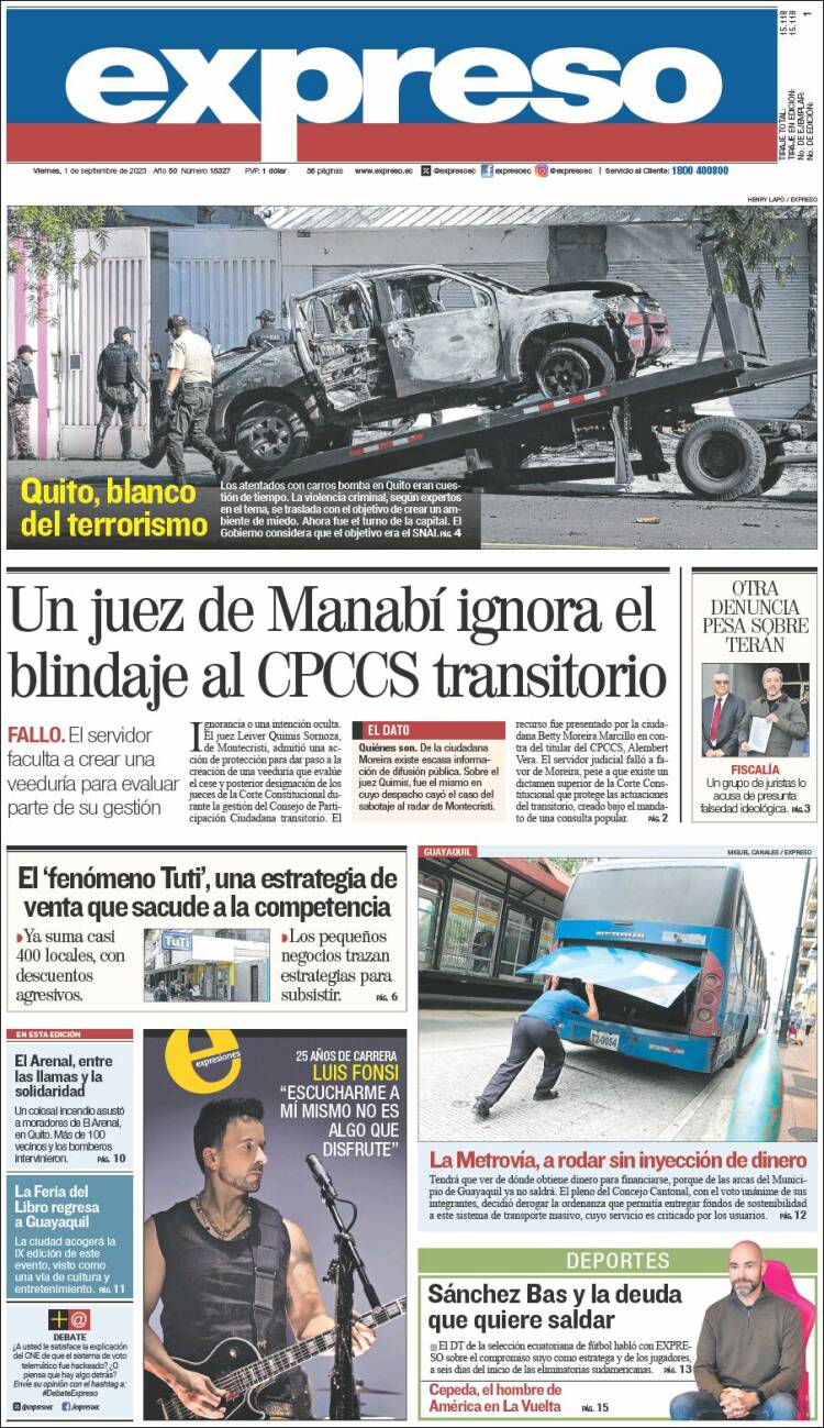 Portada de Expreso (Ecuador)