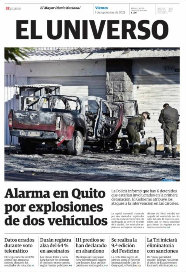 Portada de El Universo - Ecuador (Ecuador)