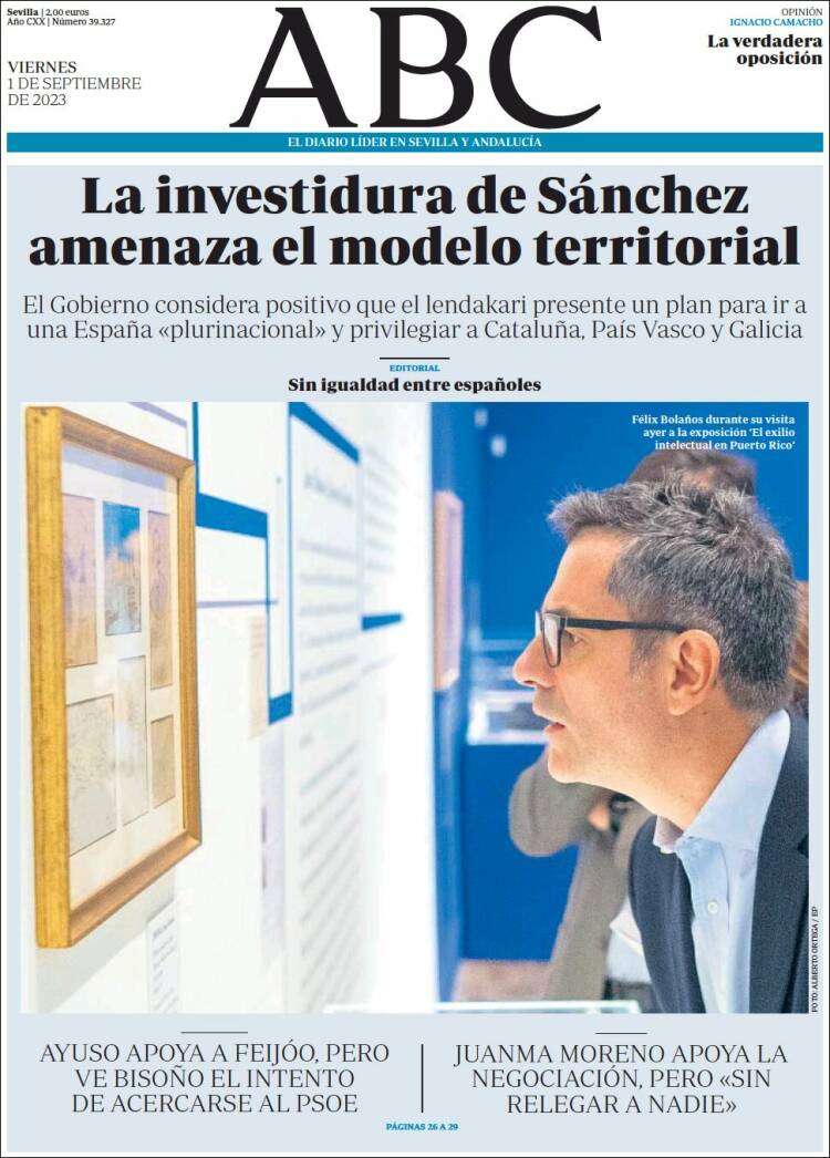 Portada de ABC - Sevilla (Espa&ntilde;a)