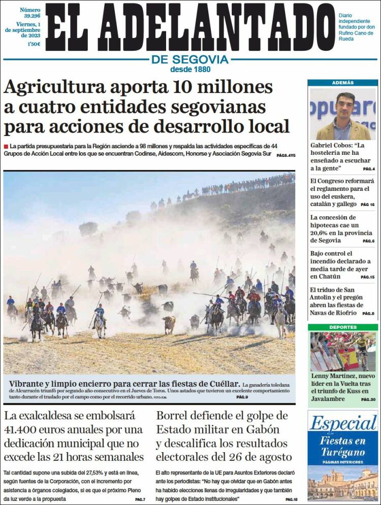 Portada de El Adelantado de Segovia (Espa&ntilde;a)