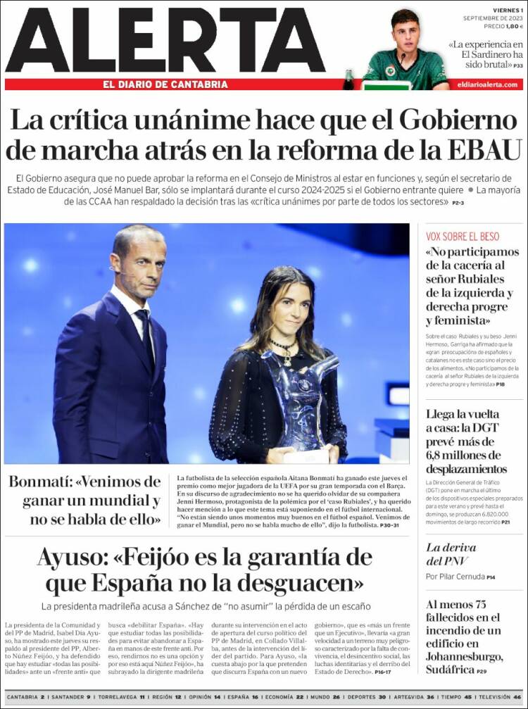 Portada de Alerta - El Diario de Cantabria (Espa&ntilde;a)