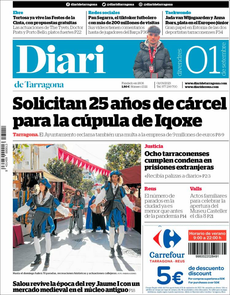 Portada de Diari de Tarragona (Espa&ntilde;a)