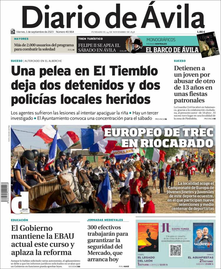 Portada de Diario de Ávila (Espa&ntilde;a)