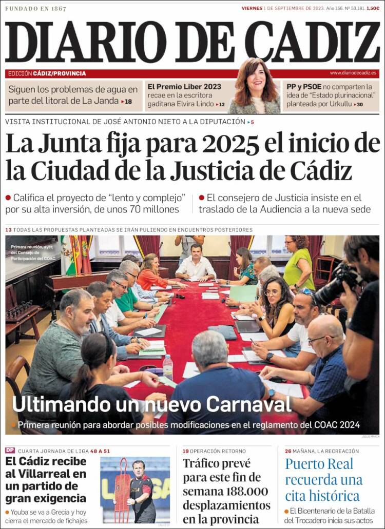 Portada de Diario de Cádiz (Espa&ntilde;a)