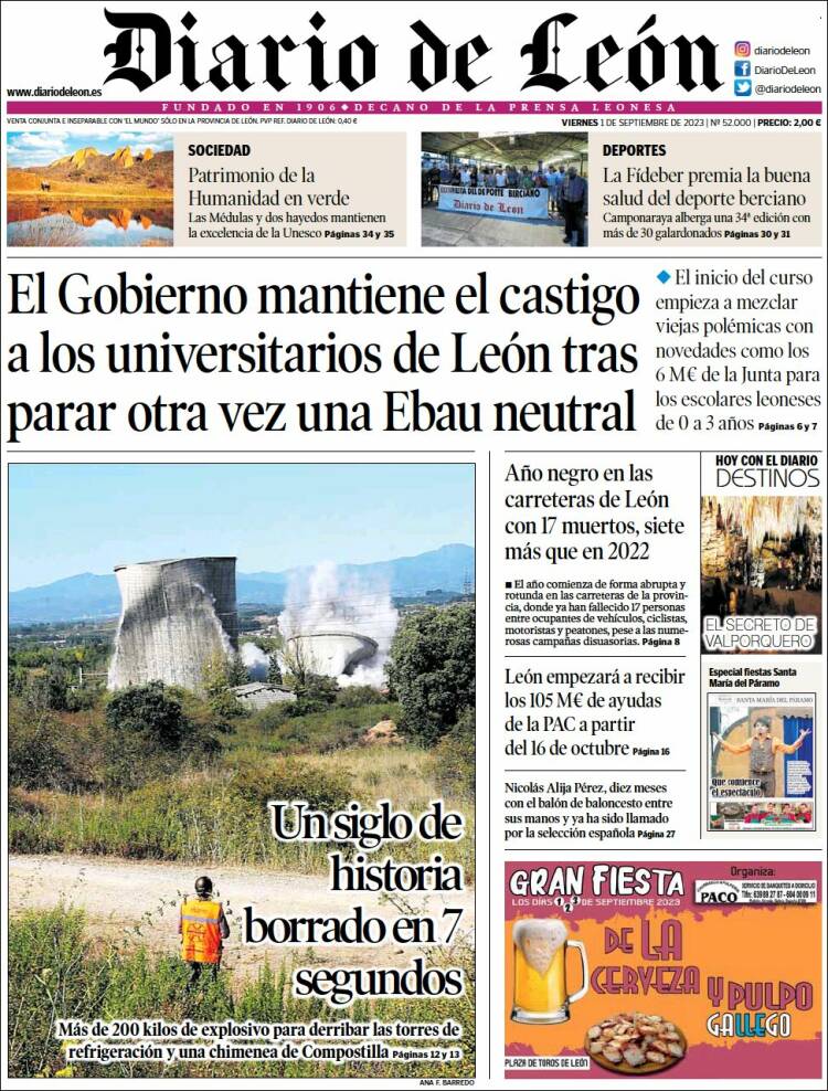 Portada de Diario de León (Espa&ntilde;a)