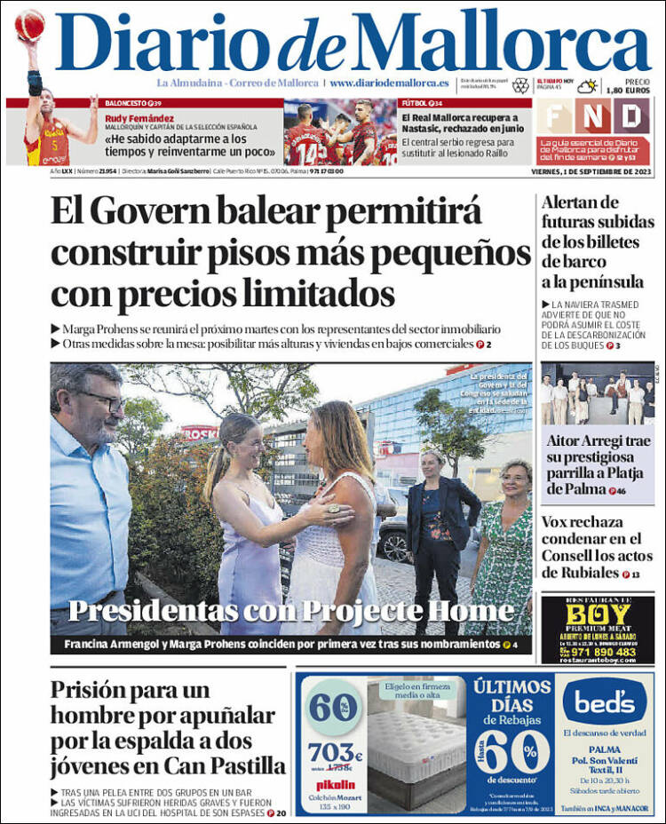 Portada de Diario de Mallorca (Espa&ntilde;a)