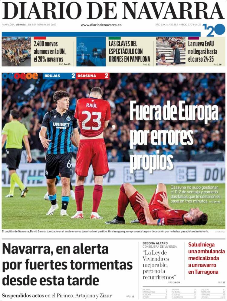 Portada de Diario de Navarra (Espa&ntilde;a)