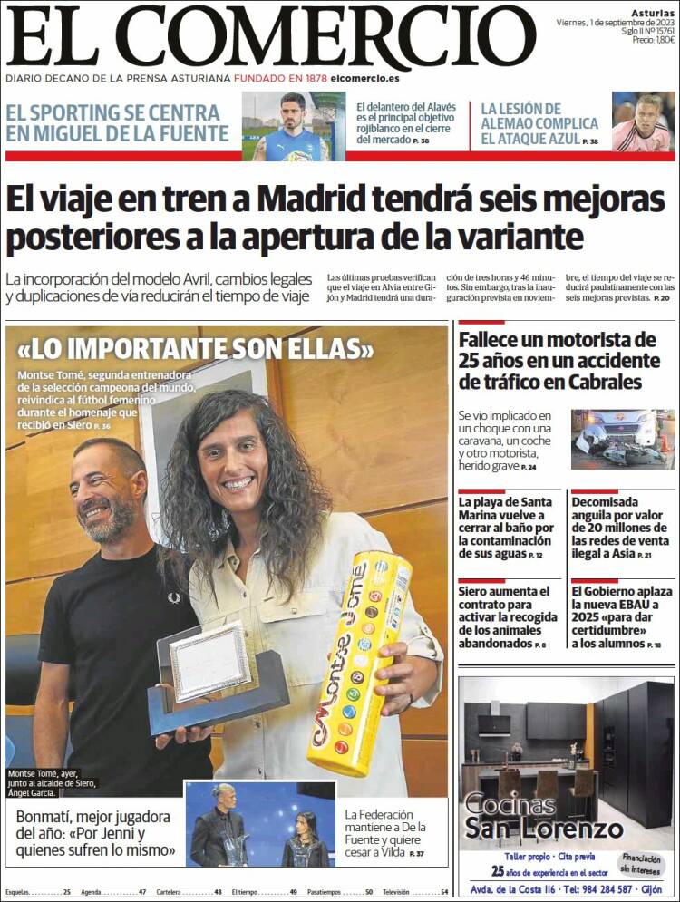 Portada de El Comercio (Espa&ntilde;a)