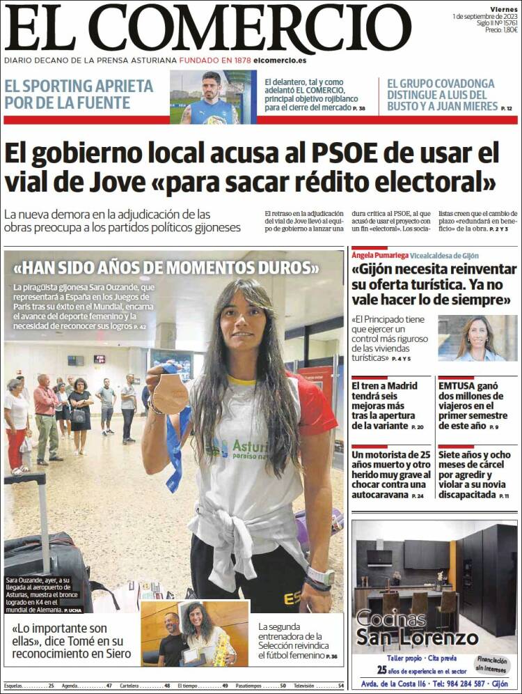 Portada de El Comercio - Gijón (Espa&ntilde;a)