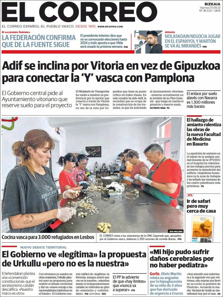 Portada de El Correo (Espa&ntilde;a)