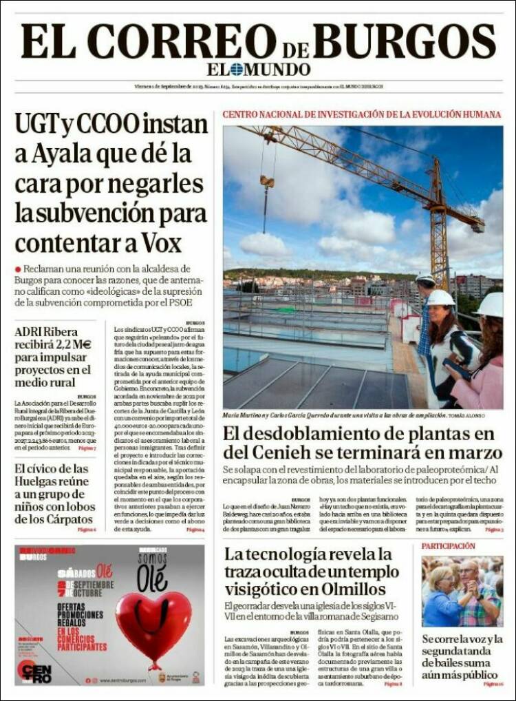 Portada de El Correo de Burgos (Espa&ntilde;a)