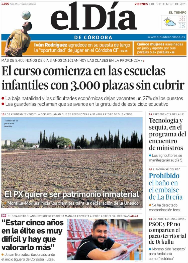 Portada de El Día de Córdoba (Espa&ntilde;a)