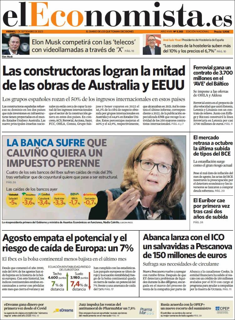 Portada de El Economista (Espa&ntilde;a)