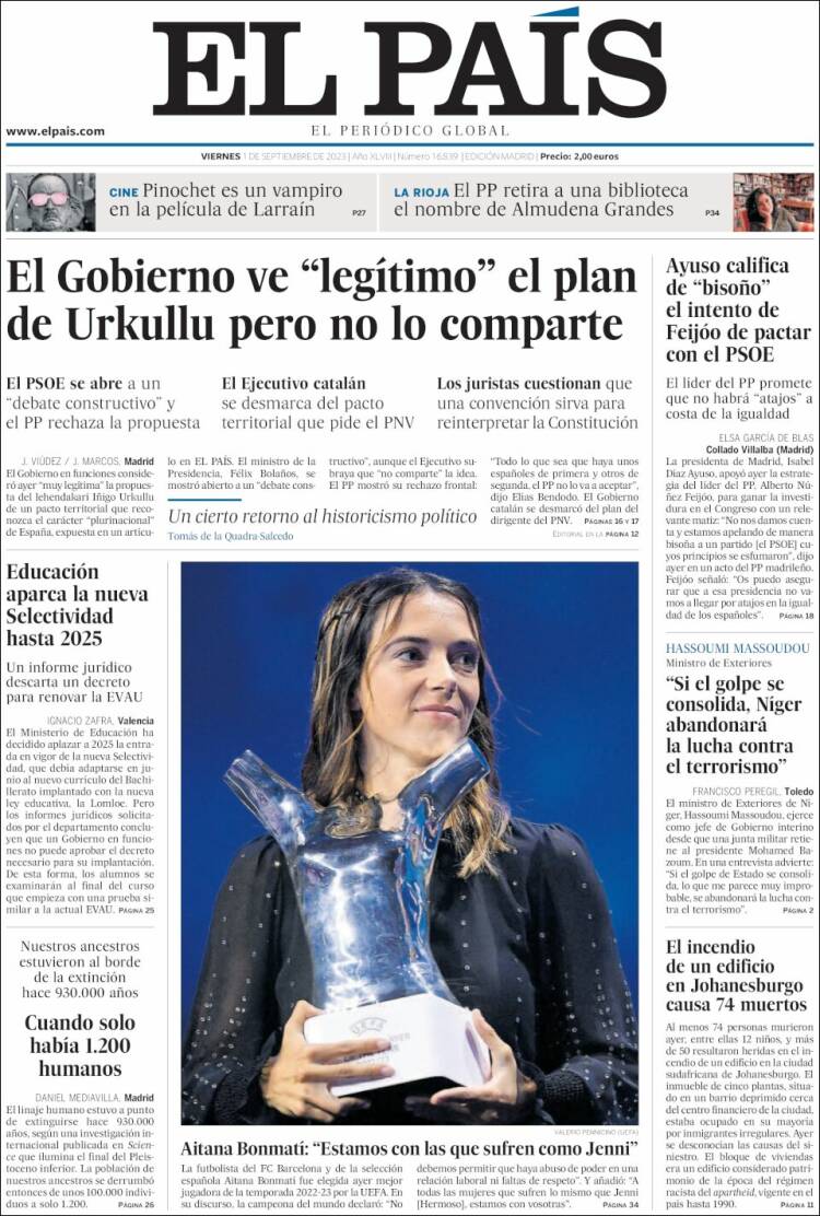 Portada de El País (Espa&ntilde;a)